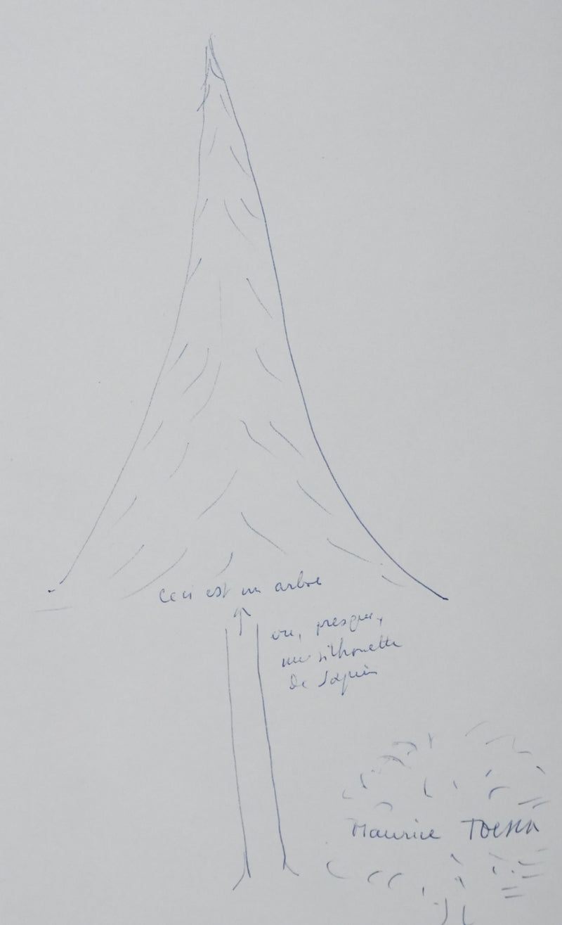 Maurice TOESCA : Ceci est un arbre, Autographe et dessin original signé