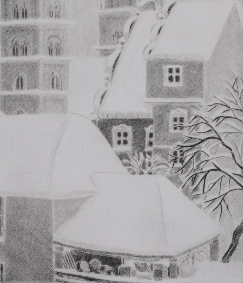 Camille COMBE : La cathédrale de Bamberg, Gravure originale signée