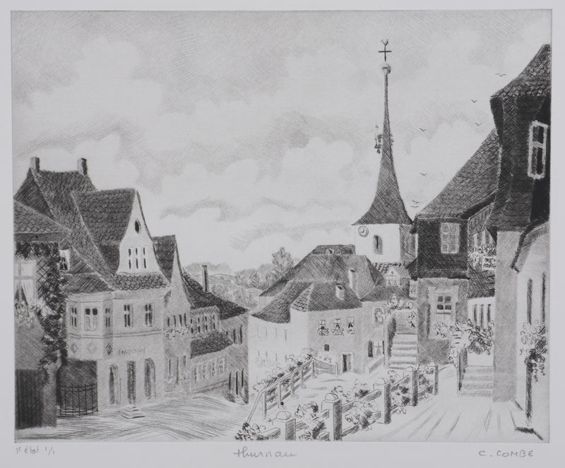 Camille COMBE : Thrunau, Gravure originale signée