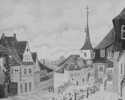 Camille COMBE : Thrunau, Gravure originale signée
