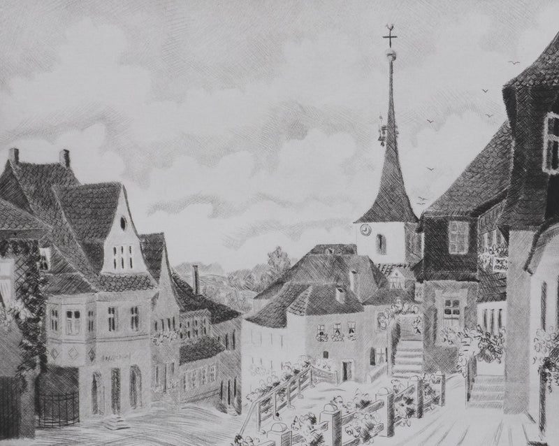 Camille COMBE : Thrunau, Gravure originale signée