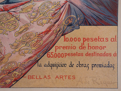 Alexandre DE RIQUER : Femmes peintres, Lithographie originale signée