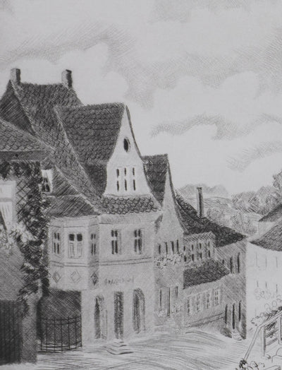 Camille COMBE : Thrunau, Gravure originale signée