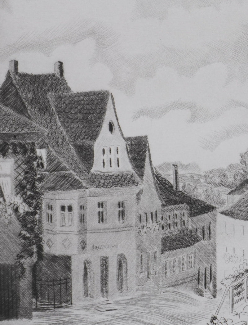 Camille COMBE : Thrunau, Gravure originale signée