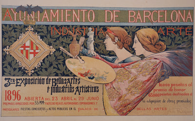 Alexandre DE RIQUER : Femmes peintres, Lithographie originale signée