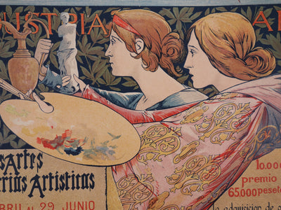 Alexandre DE RIQUER : Femmes peintres, Lithographie originale signée