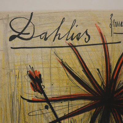 Bernard BUFFET : Les dahlias, Lithographie originale signée