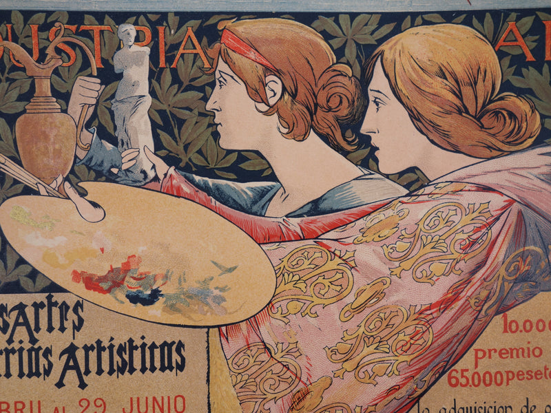 Alexandre DE RIQUER : Femmes peintres, Lithographie originale signée