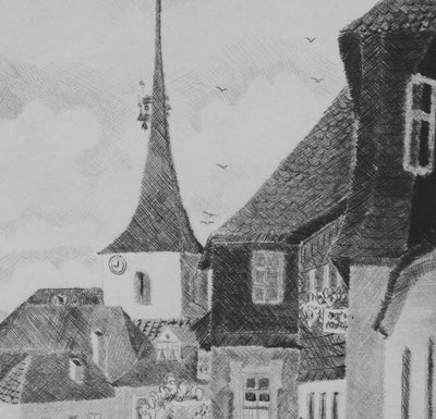 Camille COMBE : Thrunau, Gravure originale signée