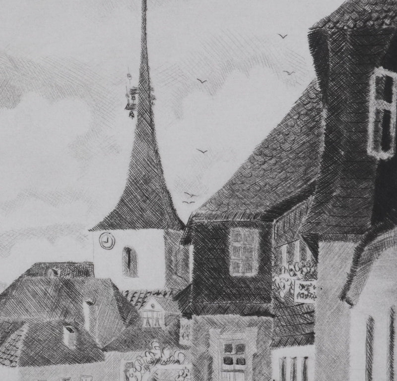 Camille COMBE : Thrunau, Gravure originale signée