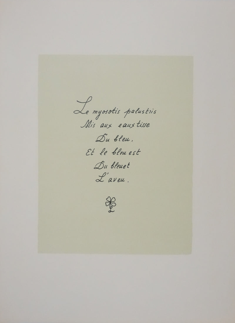 Louise DE VILEMORIN : Le myosotis, Lithographie originale signée