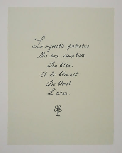Louise DE VILEMORIN : Le myosotis, Lithographie originale signée