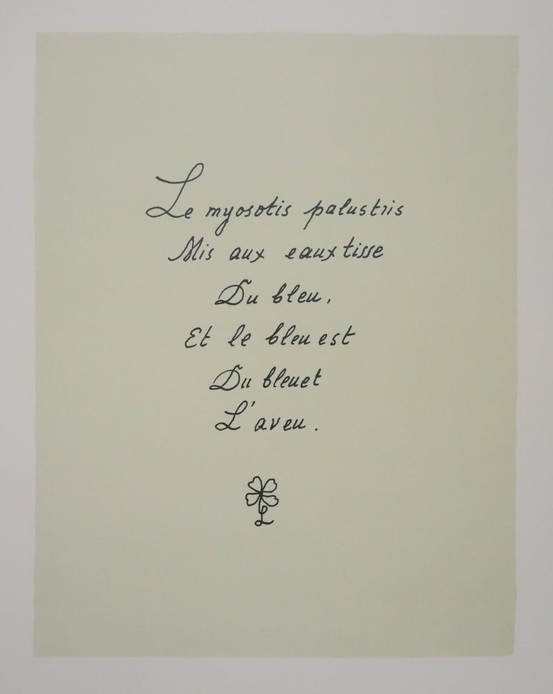 Louise DE VILEMORIN : Le myosotis, Lithographie originale signée