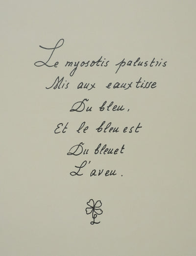 Louise DE VILEMORIN : Le myosotis, Lithographie originale signée