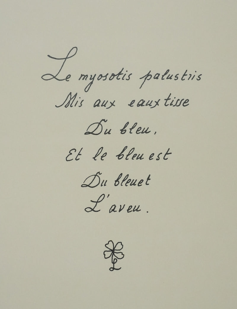 Louise DE VILEMORIN : Le myosotis, Lithographie originale signée