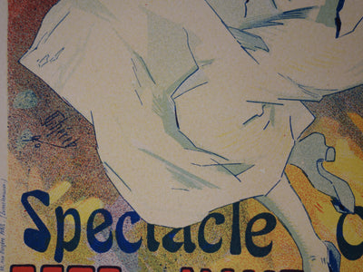 Jules CHERET : Femme à l'éventail bleu, Lithographie originale signée