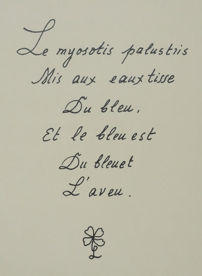 Louise DE VILEMORIN : Le myosotis, Lithographie originale signée