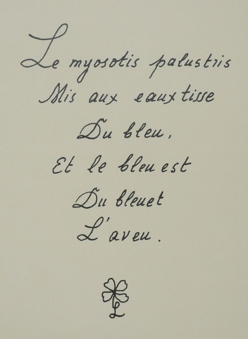 Louise DE VILEMORIN : Le myosotis, Lithographie originale signée