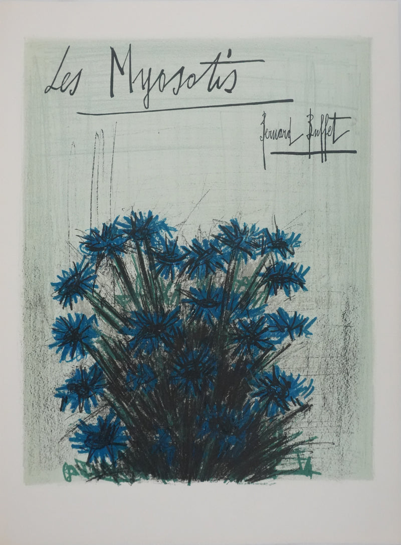 Bernard BUFFET : Les myosotis, Lithographie originale signée