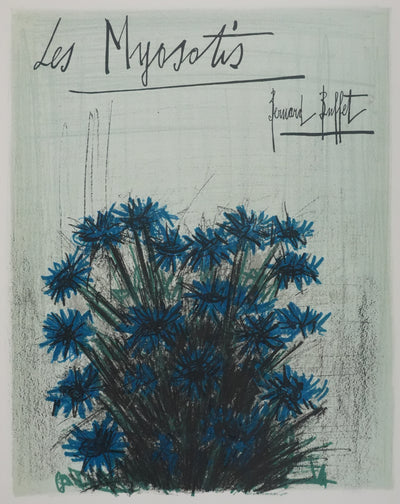 Bernard BUFFET : Les myosotis, Lithographie originale signée