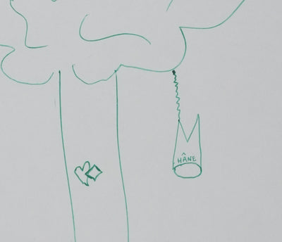 JEAN-CHARLES : L'arbre au bonnet d'âne, Autographe et dessin original signé