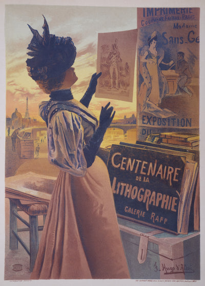 Hugo D'ALESI : Parisienne au chapeau, Lithographie originale signée