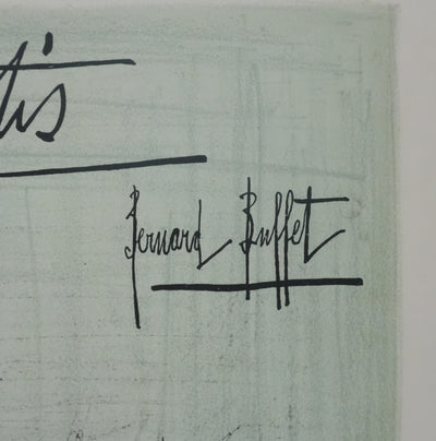 Bernard BUFFET : Les myosotis, Lithographie originale signée