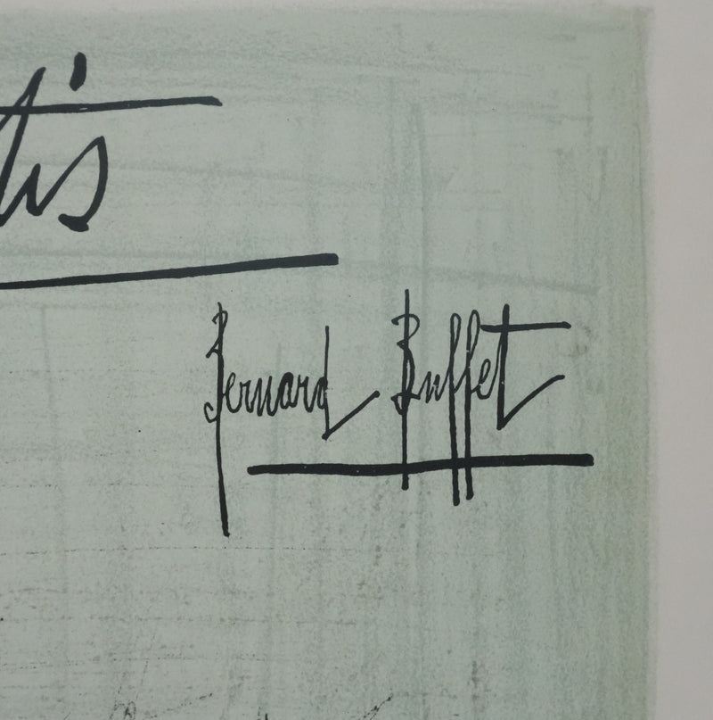 Bernard BUFFET : Les myosotis, Lithographie originale signée