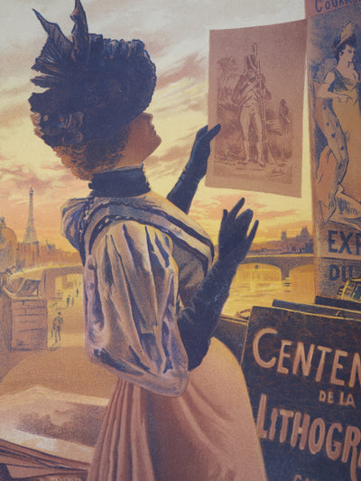 Hugo D'ALESI : Parisienne au chapeau, Lithographie originale signée