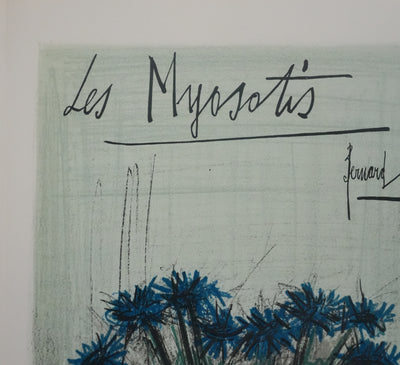 Bernard BUFFET : Les myosotis, Lithographie originale signée