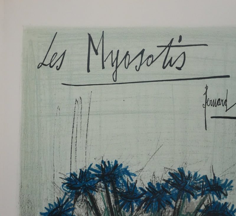 Bernard BUFFET : Les myosotis, Lithographie originale signée