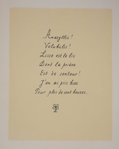 Louise DE VILEMORIN : L'amaryllis, Lithographie originale signée