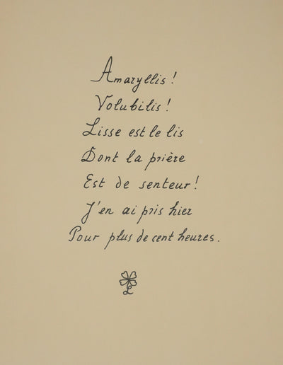 Louise DE VILEMORIN : L'amaryllis, Lithographie originale signée