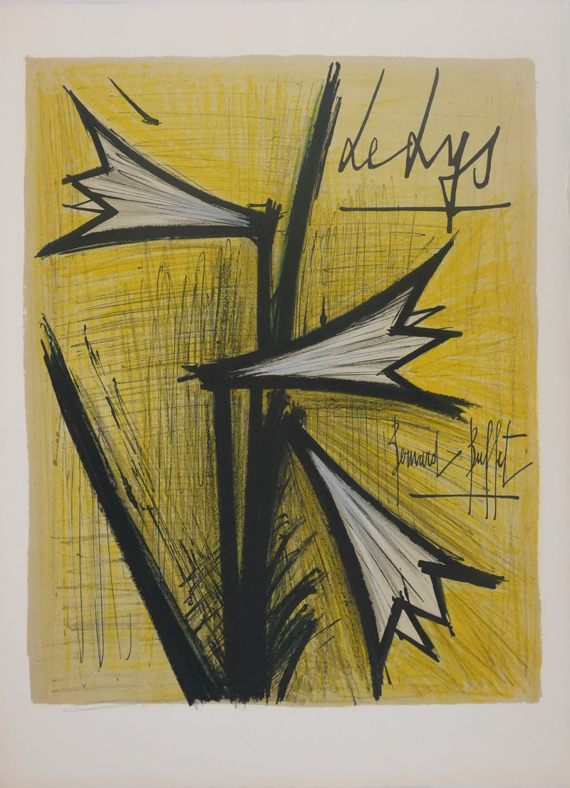 Bernard BUFFET : Le lys, Lithographie originale signée