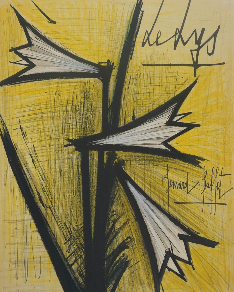 Bernard BUFFET : Le lys, Lithographie originale signée