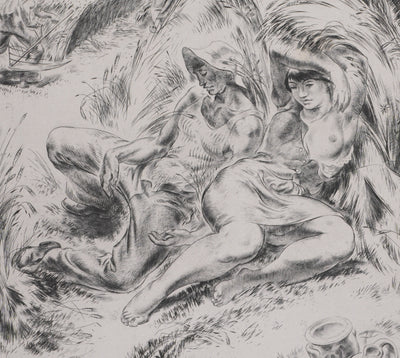 Paul LEMAGNY : Moissonneurs, Gravure originale signée