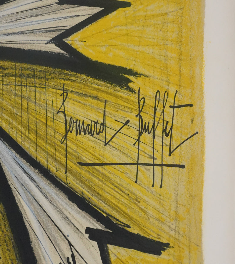 Bernard BUFFET : Le lys, Lithographie originale signée