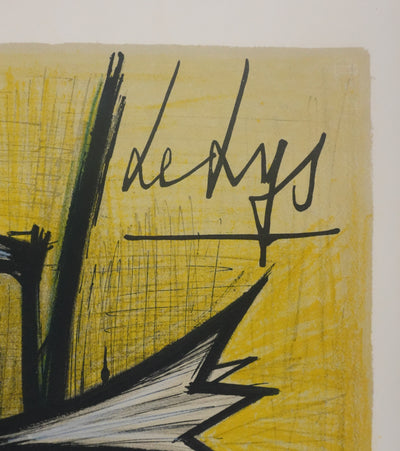 Bernard BUFFET : Le lys, Lithographie originale signée