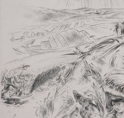 Paul LEMAGNY : Moissonneurs, Gravure originale signée