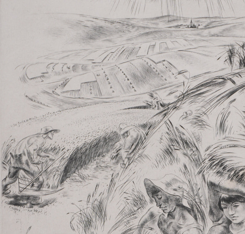 Paul LEMAGNY : Moissonneurs, Gravure originale signée