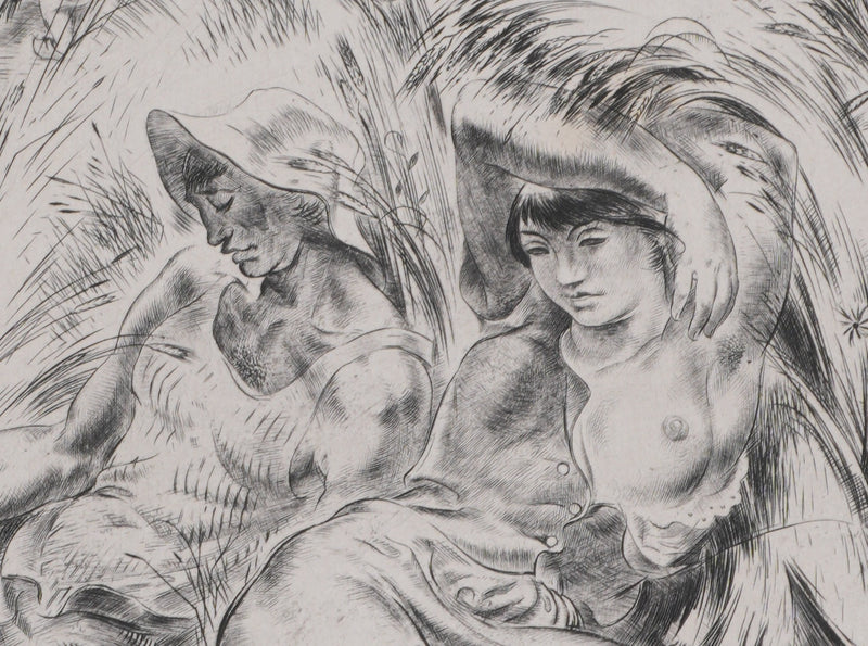 Paul LEMAGNY : Moissonneurs, Gravure originale signée