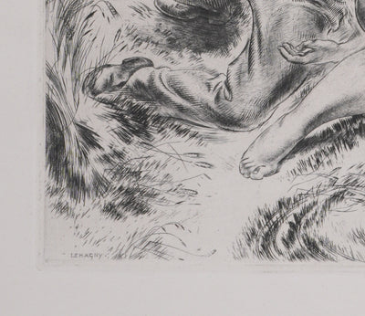 Paul LEMAGNY : Moissonneurs, Gravure originale signée