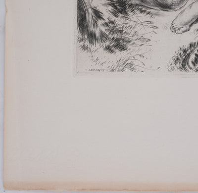 Paul LEMAGNY : Moissonneurs, Gravure originale signée