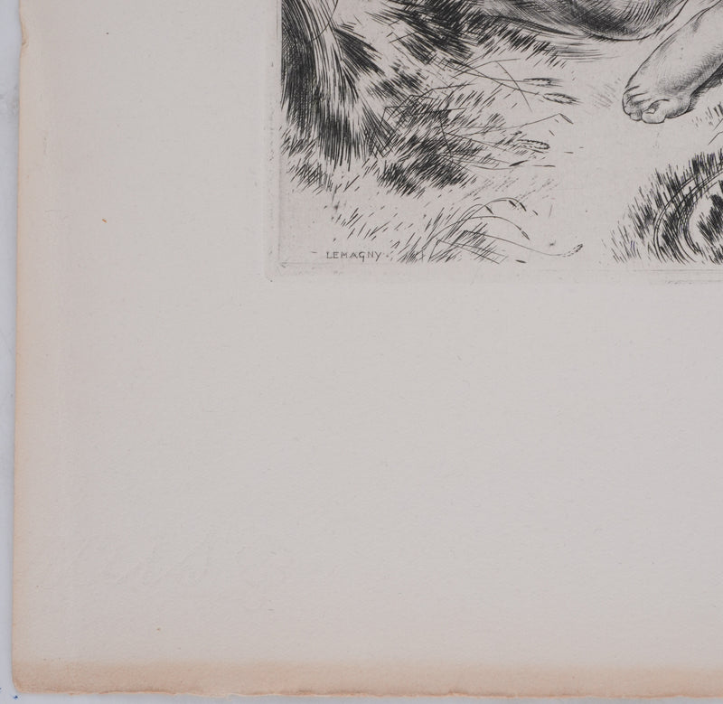 Paul LEMAGNY : Moissonneurs, Gravure originale signée