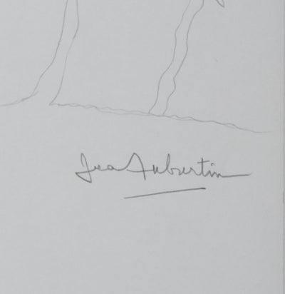 Jean AUBURTIN : Les trois arbres, Autographe et dessin original signé