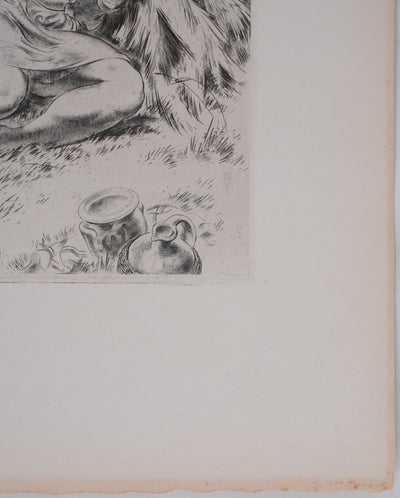 Paul LEMAGNY : Moissonneurs, Gravure originale signée