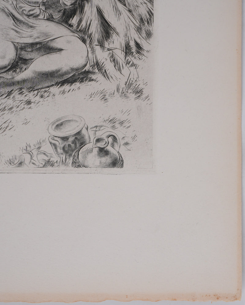 Paul LEMAGNY : Moissonneurs, Gravure originale signée