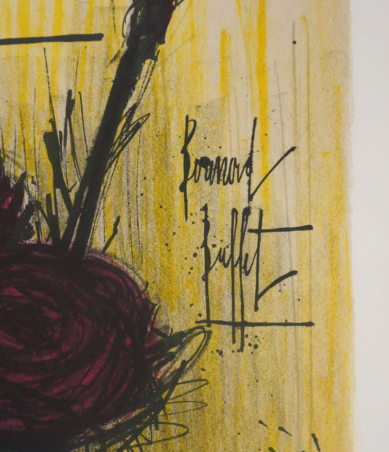 Bernard BUFFET : Les roses, Lithographie originale signée