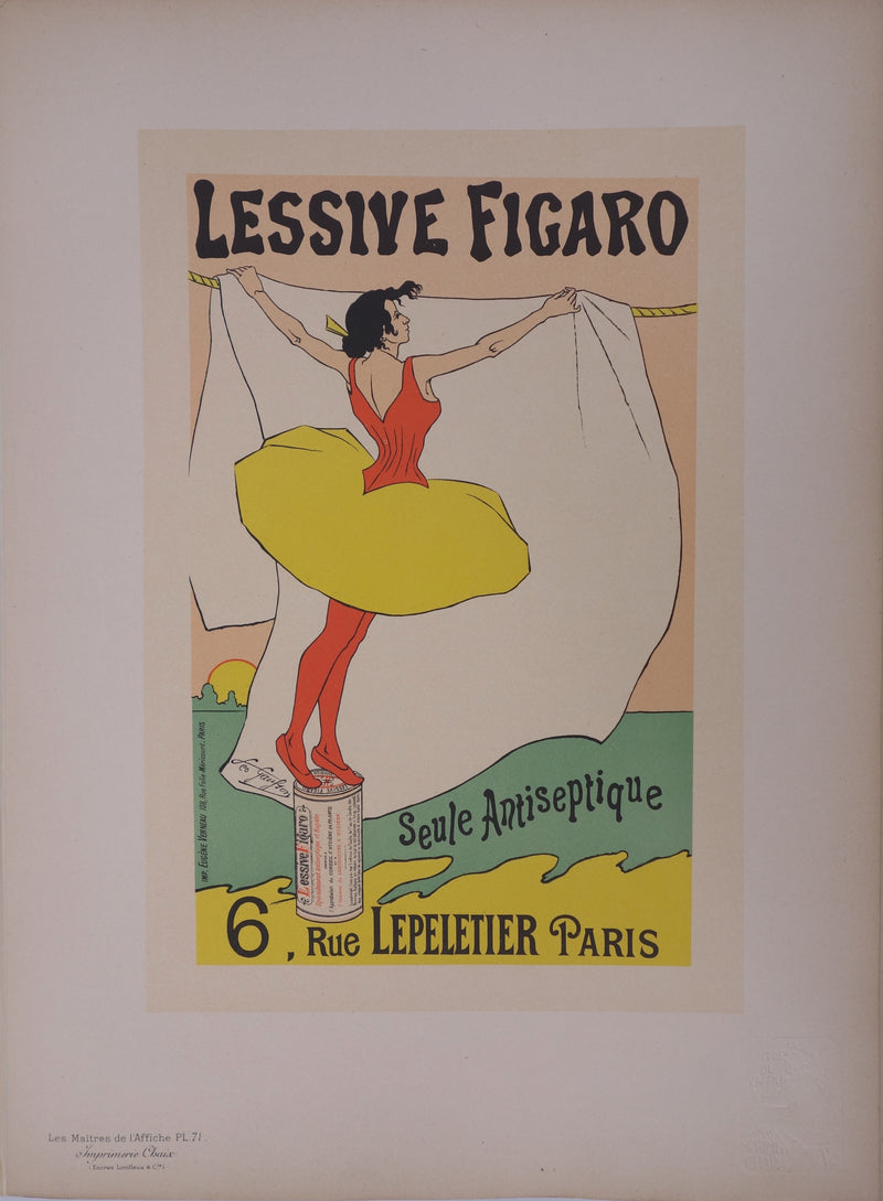 Léo GAUSSON : Lessive Figaro, Lithographie originale signée