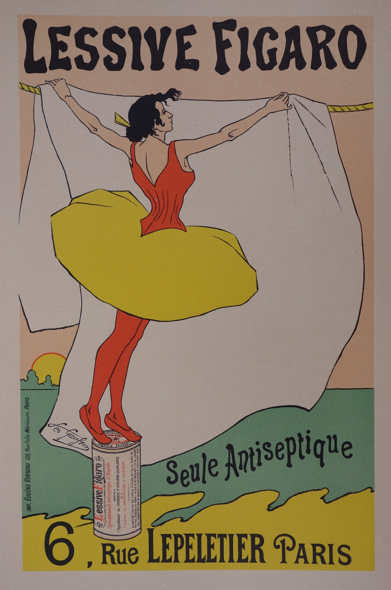 Léo GAUSSON : Lessive Figaro, Lithographie originale signée